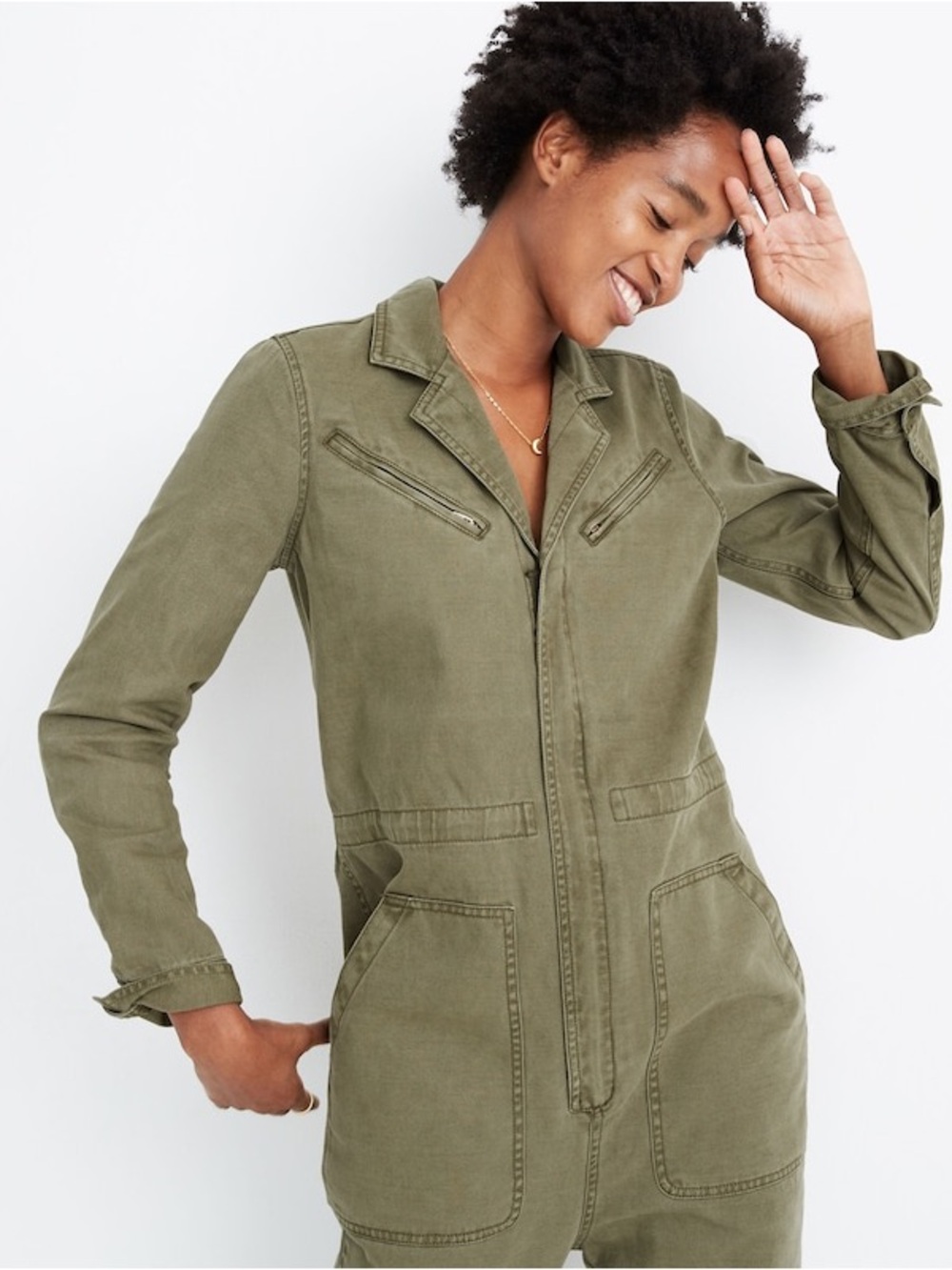 Madewell Flight Suit Coverall  Utility Jumpsuit Olive  - small